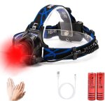 Lampe frontale rechargeable usb avec capteur de mouvement pour phare, zoomable, lumire rouge, lumire ...