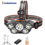 Lampe frontale de sauna a 5led, 3 modes de commutation, lampe frontale etanche, lampe de poche super ... Lampe frontale de sauna a 5led, 3 modes de commutation, lampe frontale etanche, lampe de poche super ...