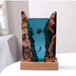 Lampe d'ocan en rsine, lumires led de plongeur ocan, eclairage unique en rsine, grotte de mer profonde, ...