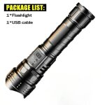 Lampe de poche led super puissante avec lumires latrales, torche haute puissance, lampe de poche tactique, ...