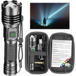 Lampe de poche led rechargeable 30 w, 20 000 lumens, extrmement lumineuse, a piles, 5 modes, etanche, ...