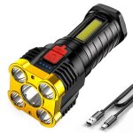 Lampe de poche a lumi�re led tactique, 5 coeurs, rechargeable par usb, torche puissante, cob, lumi�re ...