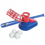 Lanceur de balles de baseball pour enfants avec batte et 6 balles de baseball, rouge baseball