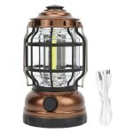 Lanterne de camping vintage cob avec chargeur usb, tanche, poigne portable, rtro, lanterne de camping ...