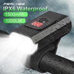 Lanterne de v�lo en aluminium 1200lm, eclairage de bicyclette rechargeable par usb, phare de cyclisme, ...