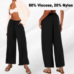 Large pantalon fluide femme eté leger viscose taille elastique cordon de serrage 3 poche boho confort ... Large pantalon fluide femme eté leger viscose taille elastique cordon de serrage 3 poche boho confort ...