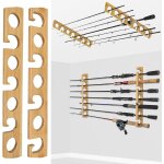 Lbgwp60 - supportcanne a pche - support de canne a pche en bois pour garage, 7 combinaisons de cannes ...