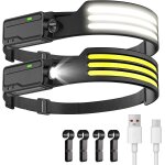 Led lampe frontale avec dtecteur de mouvement, usb rechargeable torche frontale, portable batterie lumiere ...