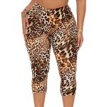 Legging 3 / 4 pour femme a imprim lopard, pantalon de yoga opaque a taille haute et effet push - up, ...