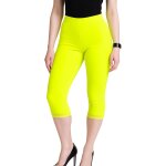 Legging court pour femme  avec bordure en dentelle extensible et doux, pantalon de yoga taille elastique ...