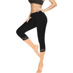 Leggings femme 3 / 4 taille haute capri leggins opaque capri pantalon d't coton leggings avec dentelle ...