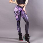 Legging de sport elastique violet pour femme, pantalon de yoga, taille moyenne, fitness, imprimé tête ... Legging de sport elastique violet pour femme, pantalon de yoga, taille moyenne, fitness, imprimé tête ...