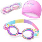 Letnerny - 2 pcs bonnet de bain pour enfants lunettes de natation r�glables pour tout - petits chapeau ...
