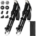 Letnerny - baton de marche nordique, 2 pcs baton de randonne telescopique + sac de rangement + accessoires, ...