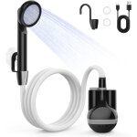 Letnerny - douche de camping avec pompe - douche de camping portable avec batterie rechargeable 2200 ...