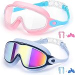 Letnerny - lunettes de plong�e pour enfants, ensemble de 2 lunettes de natation avec 2 pinces nasales ...