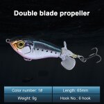Leurre flottant rigide popper a double hlice avec queue rotative souple, appt artificiel de type poisson ...