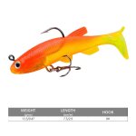 Leurre de pche en caoutchouc souple, appt elcoulant, poisson nageur, queue en t boucle, tte de gabarit, ...