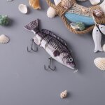 Leurre de p�che robotis� compos� de 4 sections articul�es, app�t artificiel de type poisson nageur, rechargeab ...