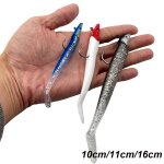 Leurre phosphorescent en silicone souple en forme d'anguille, app�t artificiel wobbler avec t�te plomb�e, ...