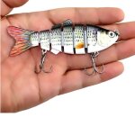 Leurre rigide de type wobbler r�aliste a 6 segments, app�t artificiel de type poisson nageur de qualit� ...