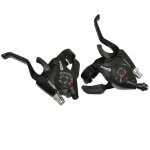 Levier - manette vtt p2r 3x8 vitesses noir alu pour frein v - brake compatible shimano (paire)