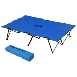 Lit de camp pliable double 193 x 125 x 40 cm avec sac de transport m�tal noir polyester oxford bleu