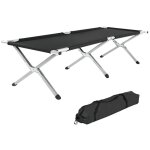 Lit de camp pliable xl 190cm + housse noir helloshop26 2008036