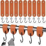 Lot de 10 crochets avec boucle en cuir - pour tringle a v�tements - en acier inoxydable - noir - 12, ...