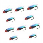 Lot de 10 mouches pour pêche en mer pour saumon, perche, 10 mm x 3 mm Lot de 10 mouches pour pêche en mer pour saumon, perche, 10 mm x 3 mm