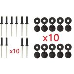 Lot de 10 rivets + cache rivet noir plaque d'immatriculation voiture auto moto scooter mobylette protection ...