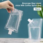 Lot de 10 sacs pour boissons en plastique de 420ml, avec entonnoir, pochette d'emballage, bec verseur, ...