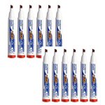 Lot de 12 marqueurs effa�able - velleda 1751 - rouge - bic - pointe moyenne biseaut�e
