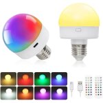 Lot de 2 ampoules rechargeables usb c avec télécommande, ampoules a piles de 3 w, 16 couleurs, intensité ... Lot de 2 ampoules rechargeables usb c avec télécommande, ampoules a piles de 3 w, 16 couleurs, intensité ...