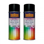 Lot de 2 bombes de peinture belton spectral ral9005 noir fonc� 400ml