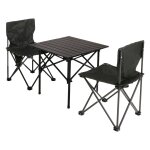 Lot de 2 chaises et table pliante camping set l�ger et pratique 50 x 51 x 53 cm en acier noir 04 0009550 ...