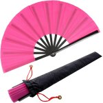 Lot de 2 grands eventails pliables en soie - pour tai chi chinois - tissu en nylon - avec manches de ... Lot de 2 grands eventails pliables en soie - pour tai chi chinois - tissu en nylon - avec manches de ...