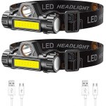 Lot de 2 lampes frontales rechargeables, ultra - lumineuses et l�g�res a led, avec angle et sangle r�glables, ...