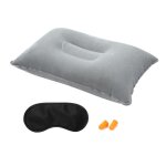 Lot de 2 oreillers gonflables ultral�gers en tissu floqu� gris pour la randonn�e, le camping, les voyages, ...