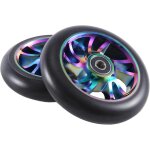 Lot de 2 roues colores en aluminium pour trottinette acrobatique de 110mm