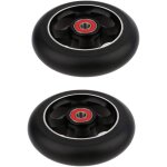 Lot de 2 roues de rechange pour trottinette avec roulements et bagues noir 100mm