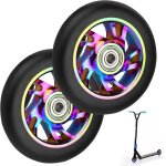 Lot de 2 roues de rechange pour trottinette stunt - 100 mm - pneus 88a - en aluminium - avec roulements ... Lot de 2 roues de rechange pour trottinette stunt - 100 mm - pneus 88a - en aluminium - avec roulements ...