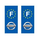 Lot de 2 sticker plaque immatriculation adh�sif autocollant logo marque voiture nissan