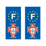 Lot de 2 sticker plaque immatriculation adh�sif autocollant logo marque voiture portugal fpf