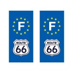 Lot de 2 sticker plaque immatriculation adhsif autocollant logo marque voiture route 66