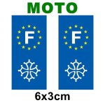 Lot de 2 sticker plaque immatriculation moto logo r�gionaux croix occitane