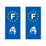 Lot de 2 sticker plaque immatriculation voiture logo r�gionaux t�te de cheval