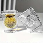 Lot de 2 verres a liqueur en forme de balle de golf - verres a liqueur isothermes a double paroi au design ...