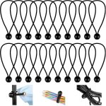 Lot de 20 tendeurs elastiques, 150 mm, flexibles, a boule, durables, pour bannires, bches, camping, ...