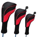 Lot de 3 couvre - ttes de golf pour bois de parcours, hybrides, driver, manche long en maille, rouge ...